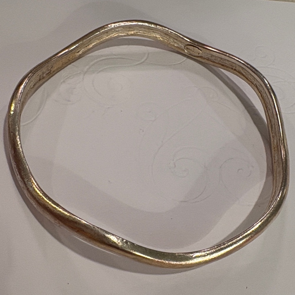 Vintage Givenchy Silver Tone Wavy Bangle Bracelet